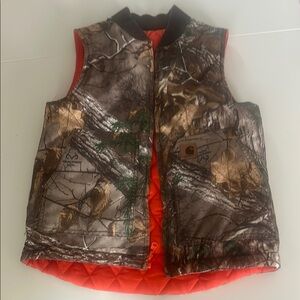 Camouflage Quilted Vest with Red Lining